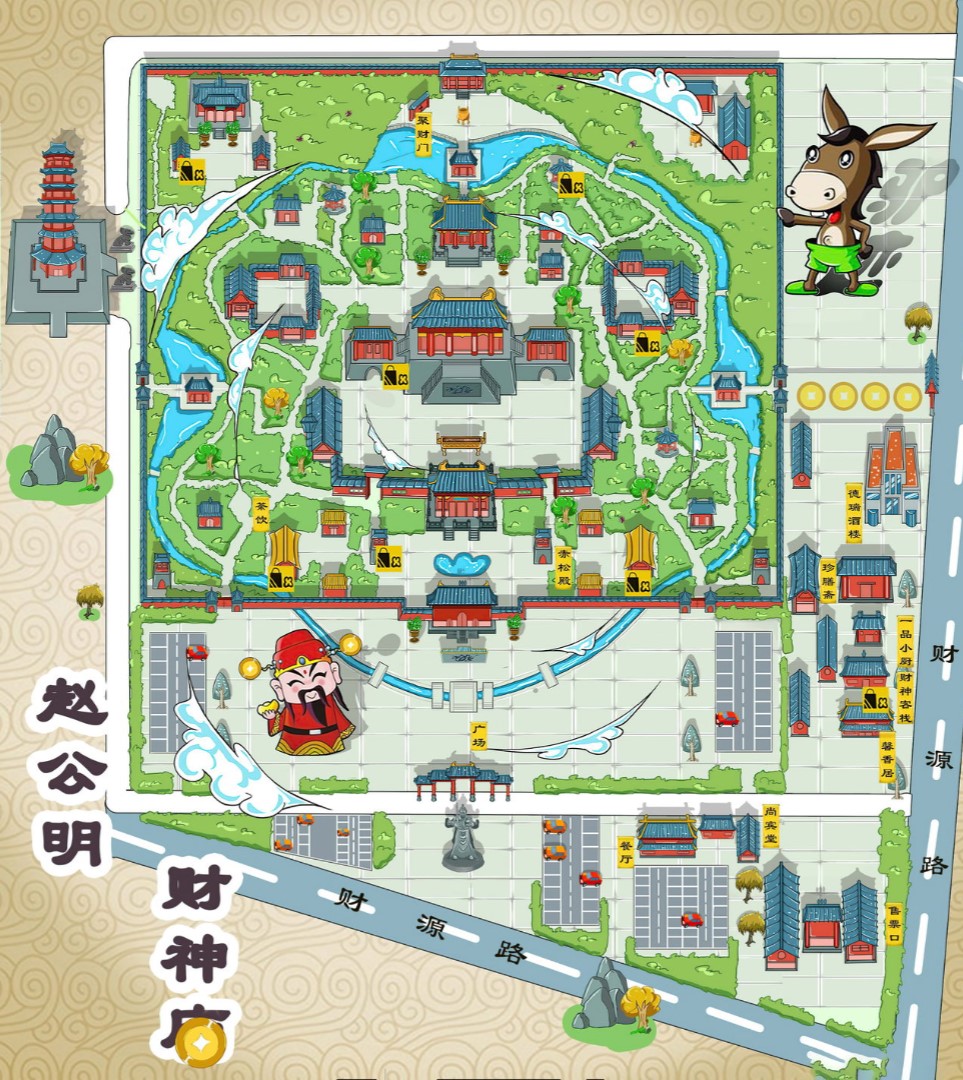 玉树寺庙类手绘地图